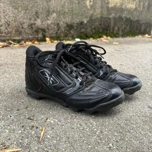 Y2K Reebok NFL Youth Workhorse Sneakers Boys Size 4.5 Black Lace Up Cleats Shoes